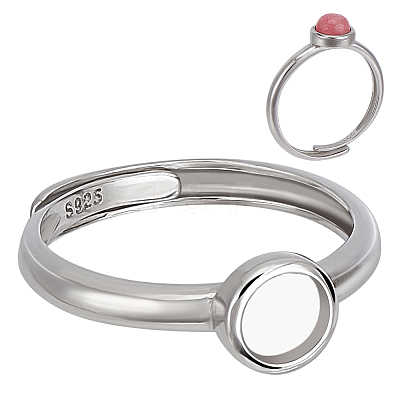 1Pc 925 Sterling Silver Adjustable Ring Components STER-BC0002-66P-02-1