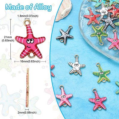 35Pcs 7 Colors Ocean Theme Alloy Enamel Connector Charms ENAM-CJ0003-72-1