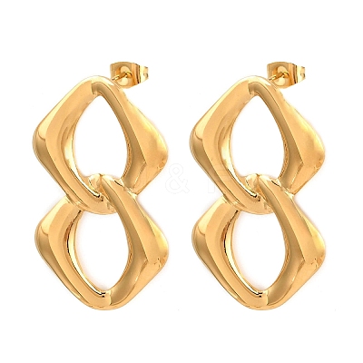 304 Stainless Steel Rectangle Stud Earrings EJEW-I320-14G-1