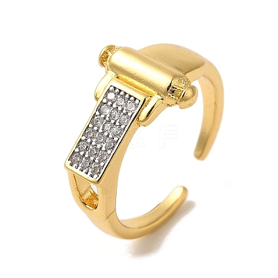 Brass Micro Pave Cubic Zirconia Cuff Rings for Women RJEW-G325-09GP-1