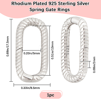 1Pc 925 Sterling Silver Spring Gate Rings STER-BBC0008-04-1