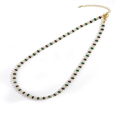 Colorful Natural White Jade & Synthetic Malachite Stone Rondelle Beaded Necklaces for Summer Beach Style CL7611-6-1
