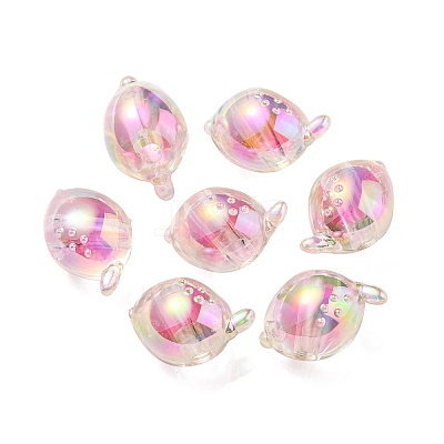 UV Plating Rainbow Iridescent Acrylic Beads OACR-F004-07H-1