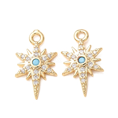 Brass Micro Pave Light Sky Blue Cubic Zirconia Pendants CU-K002-27A-G-1