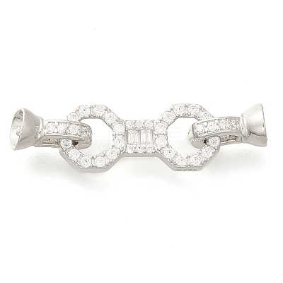 925 Sterling Silver Micro Pave Clear Cubic Zirconia Fold Over Clasps STER-U006-03P-1