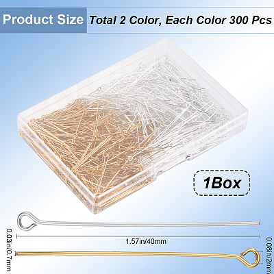 600Pcs 2 Colors Brass Eye Pin KK-SP0001-68C-1