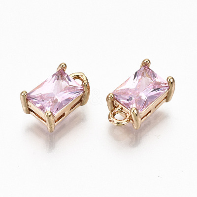 Brass Glass Rhinestone Pendants X-GLAA-S179-21G-RS-1