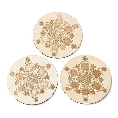 Sacred Geometric Wooden Grid DJEW-F028-01A-1