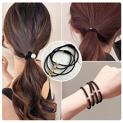 5M Round Nylon Elastic Cord with 100Pcs Gold Plastic Beads DIY-TA0011-37-1