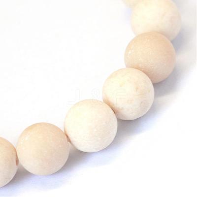 Frosted Natural Fossil Round Bead Strands G-E334-4mm-22-1