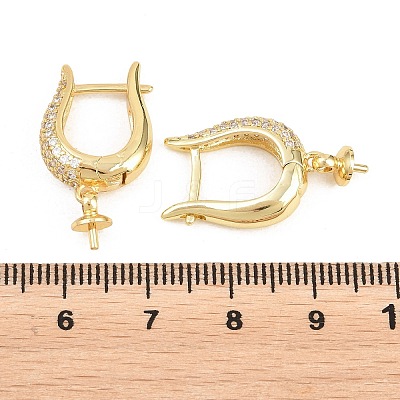 Brass Micro Pave Clear Cubic Zirconia Hoop Earring Findings KK-Z158-04G-1