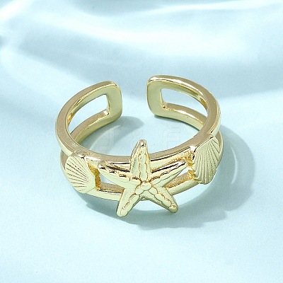 Brass Cuff Rings for Women RJEW-H262-06E-G-1
