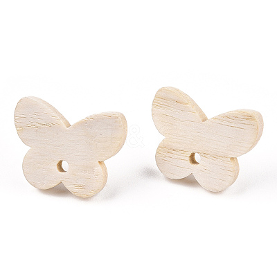 Ash Wood Stud Earring Findings EJEW-N017-011Y-1