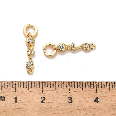 Brass Pave Clear Cubic Zirconia Musical Note Connector Charms KK-H515-15G-1