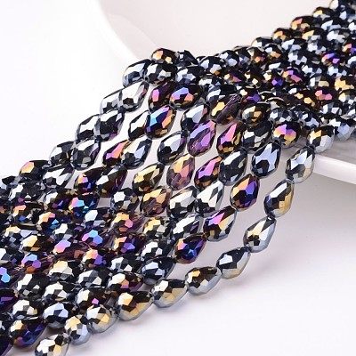 Electroplate Glass Beads Strands EGLA-D015-12x8mm-14-1