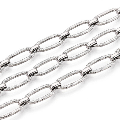 Brass Textured Oval Link Chains CHC-T018-37P-1