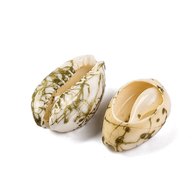 Spray Painted & Drawbench Cowrie Shell Beads SSHEL-M023-03D-1
