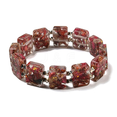 Dyed Natural Imperial Jasper with Resin Beaded Stretch Bracelets BJEW-G698-01A-03-1