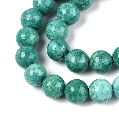 Dyed Synthetic Fossil Beads Strands G-T139-8mm-66E-1