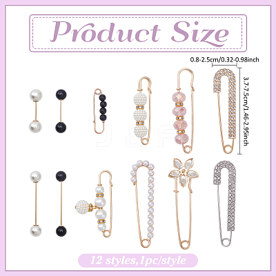 2 Bags 2 Styles Alloy Charm Safety Pin Brooches JEWB-ME0001-05-1
