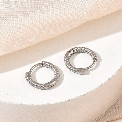 Twist Textured 304 Stainless Steel Huggie Hoop Earrings SA-CBA46AF-27P-01-1