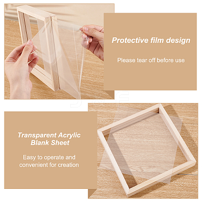 Wooden Picture Frame with Transparent Acrylic Blank Sheet AJEW-WH0528-27-1