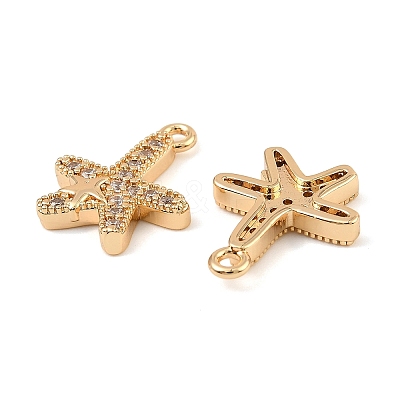Brass Micro Pave Clear Cubic Zirconia Charms KK-C155-24G-1