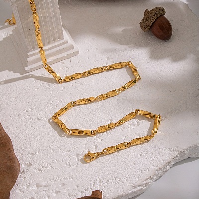 Minimalist 304 Stainless Steel Twisted Bar Link Chain Necklaces for Women WL2320-1-1