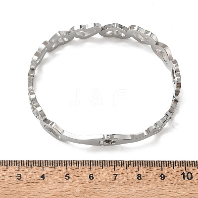 Hollow Heart 304 Stainless Steel Bangles for Women BJEW-A166-01B-P-1