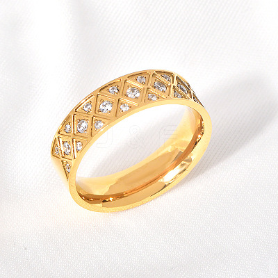 304 Stainless Steel with Clear Cubic Zirconia Finger Rings FS-WG2FC1C-17-1