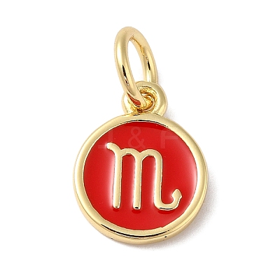 Real 18K Gold Plated Brass Enamel Charms KK-L216-001G-F-1