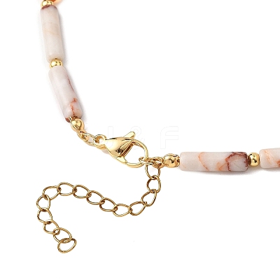 Natural Red Netstone Column & Faceted Round Red Agate Beaded Necklaces for Women NJEW-JN05647-1