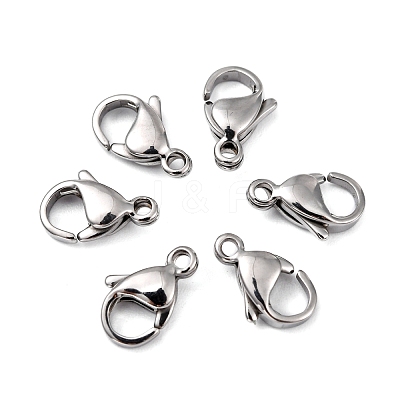 Tarnish Resistant Polished 316 Surgical Stainless Steel Lobster Claw Clasps X-STAS-R072-12A-1