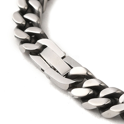 304 Stainless Steel Cuban Link Chain Bracelets for Women Men BJEW-Q341-15D-AS-1