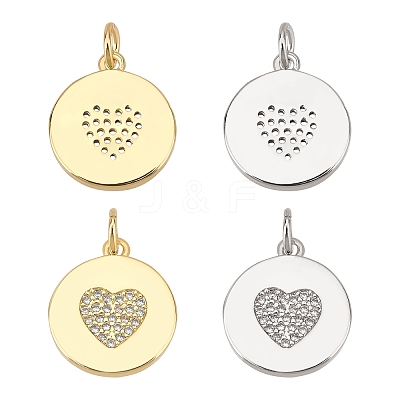 4Pcs 2 Colors Eco-Friendly Brass Micro Pave Cubic Zirconia Pendants ZIRC-BC0001-04-1