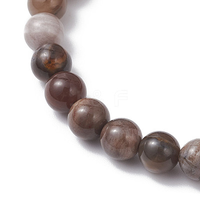 Natural Petrified Wood Beads Stretch Bracelets for Women BJEW-JB12604-1
