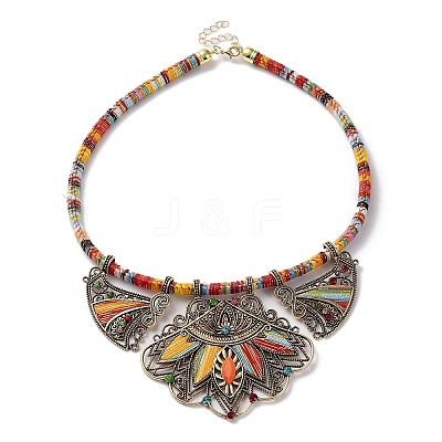 Alloy Rhinestone Teardrop Bib Necklace NJEW-C029-01C-1