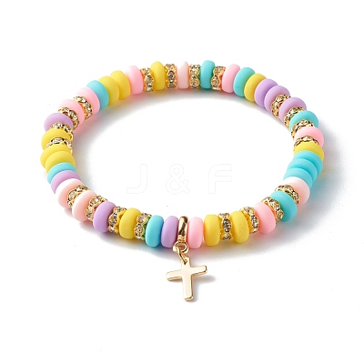 Handmade Polymer Clay Beads Stretch Bracelets BJEW-JB06488-1