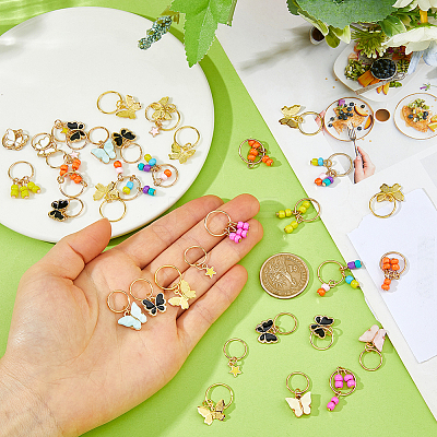 36Pcs Zinc Alloy Enamel Pendant Hair Braid Ring FIND-FH0017-69-1