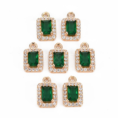 Rack Plating Brass Micro Pave Clear Cubic Zirconia Charms KK-T060-13-RS-1