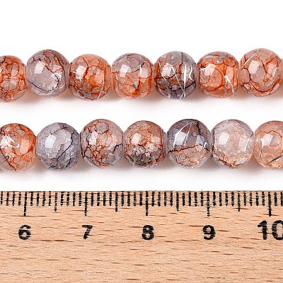 Drawbench Crackle Glass Beads Strands GLAA-N006-8mm-09-1