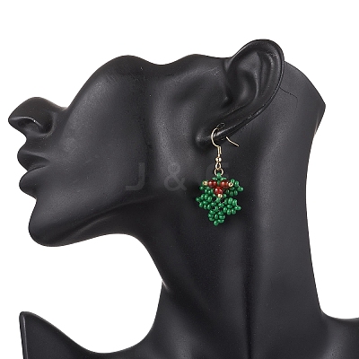Christmas Handmade Glass Seed Beads Dangle Earrings EJEW-MZ00516-1
