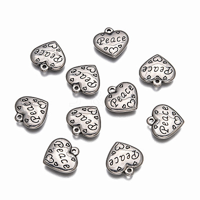 Heart with Word Peace 316 Surgical Stainless Steel Pendants STAS-I061-166-1