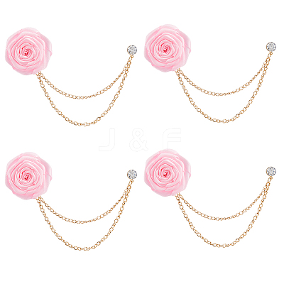 4Pcs Polyester Rose Flower Lapel Pin Backs JEWB-FH0002-09A-1