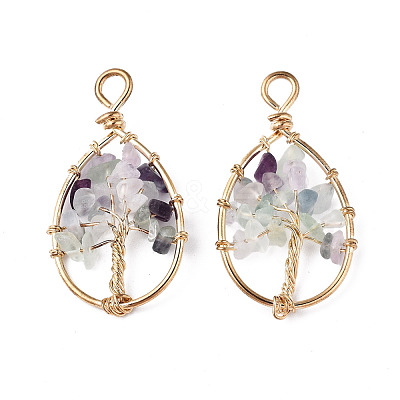 Natural Fluorite Pendants G-T131-95B-03-1