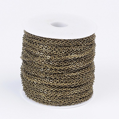 Brass Flat Oval Cable Chains CHC025Y-01-AB-NF-1