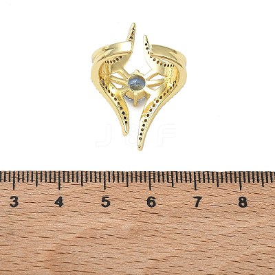 Brass Micro Pave Cubic Zirconia Cuff Open Rings for Women RJEW-L343-09G-02-1