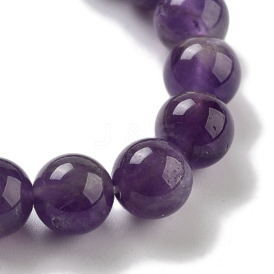 Round & Cat Head Natural Amethyst Beaded Stretch Bracelets for Women BJEW-K251-03A-1