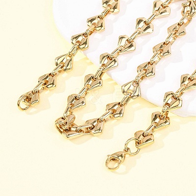 304 Stainless Steel Diamond Shape Link Chain Necklaces for Women Men NJEW-F363-01G-1