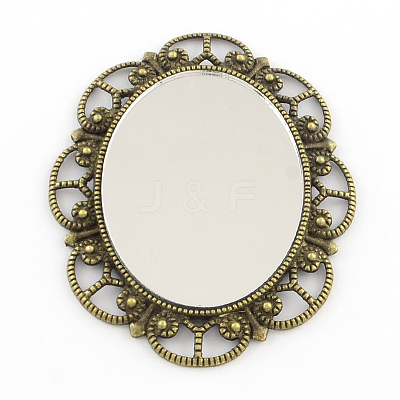 Alloy Oval Mirror Big Pendants PALLOY-R068-31AB-NR-1